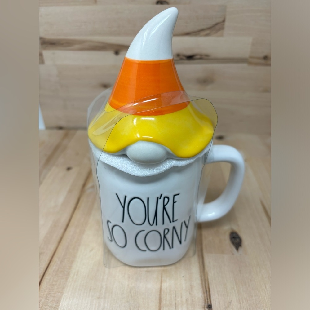 Rae Dunn YOU'RE SO CORNY Mug White with Novelty Top and Black Lettering New